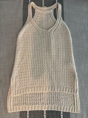 Anthropologie Moth Sunidra Knit Racerback Cotton Knit Tank Top X-Small Ivory